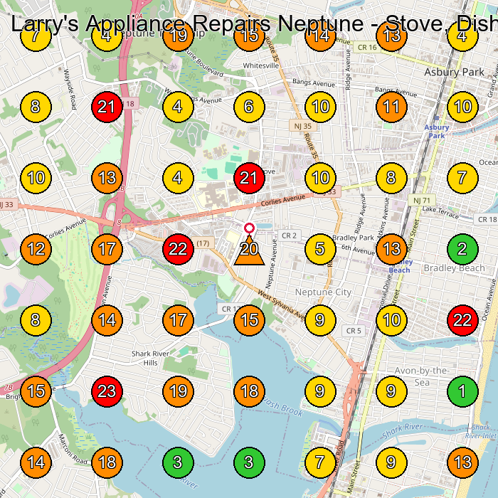 Larry's Appliance Repairs Neptune - Stove, Dishwasher, Refrigerator, Washer & Dryer Repair Appliance Repair Service GeoGrid ranking map for None